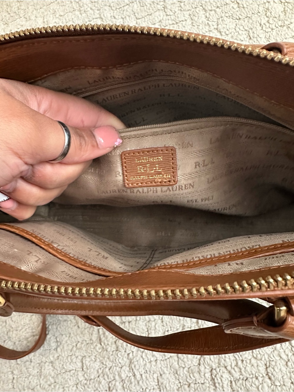 Ralph Lauren Tan Leather Satchel - Picture 5 of 9